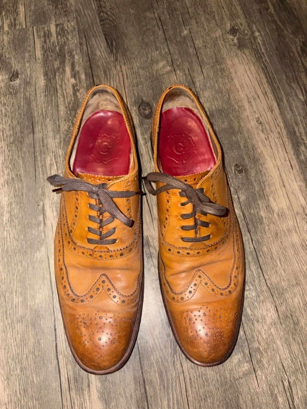 Grenson Brown Wing Tip Brougue Lace-Up Oxfords Men's - 10